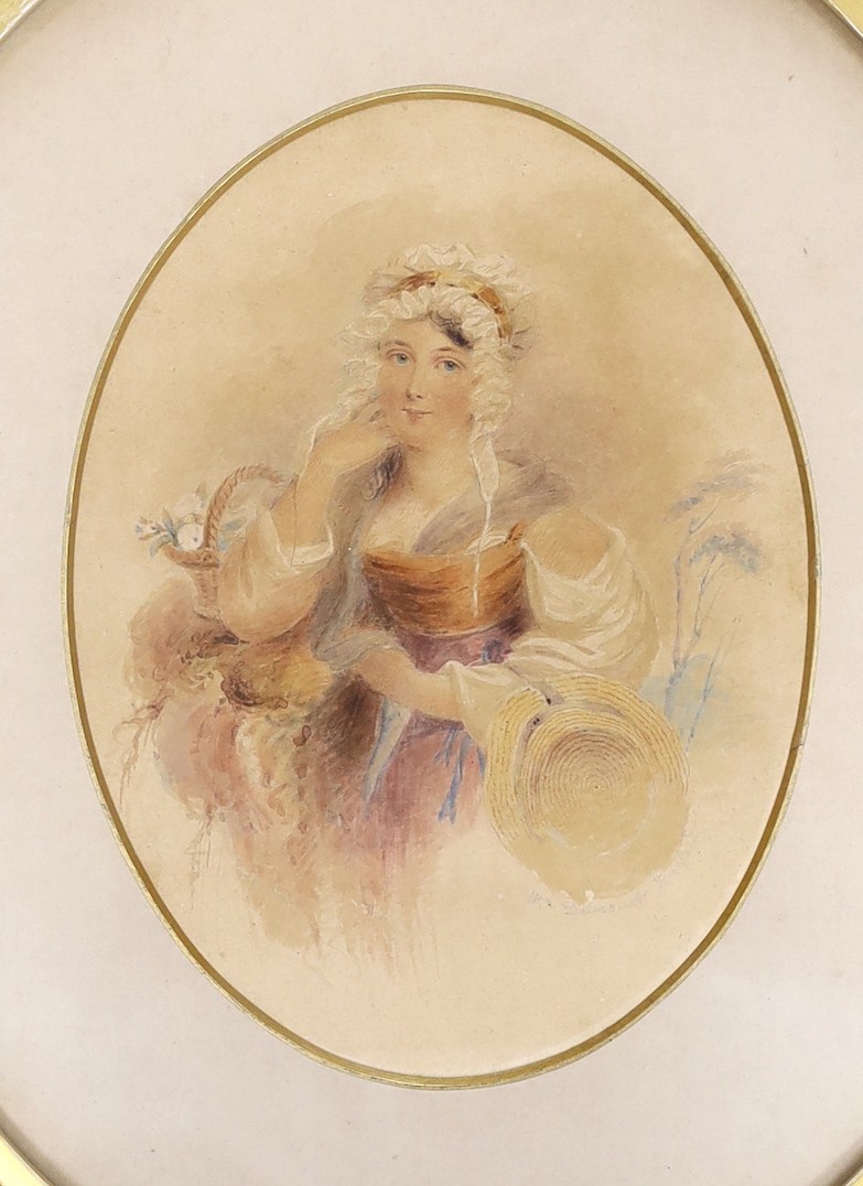 Victorian School, watercolour, Portrait of Mrs Dalmscott, inscribed in pencil, 19 x 14cm